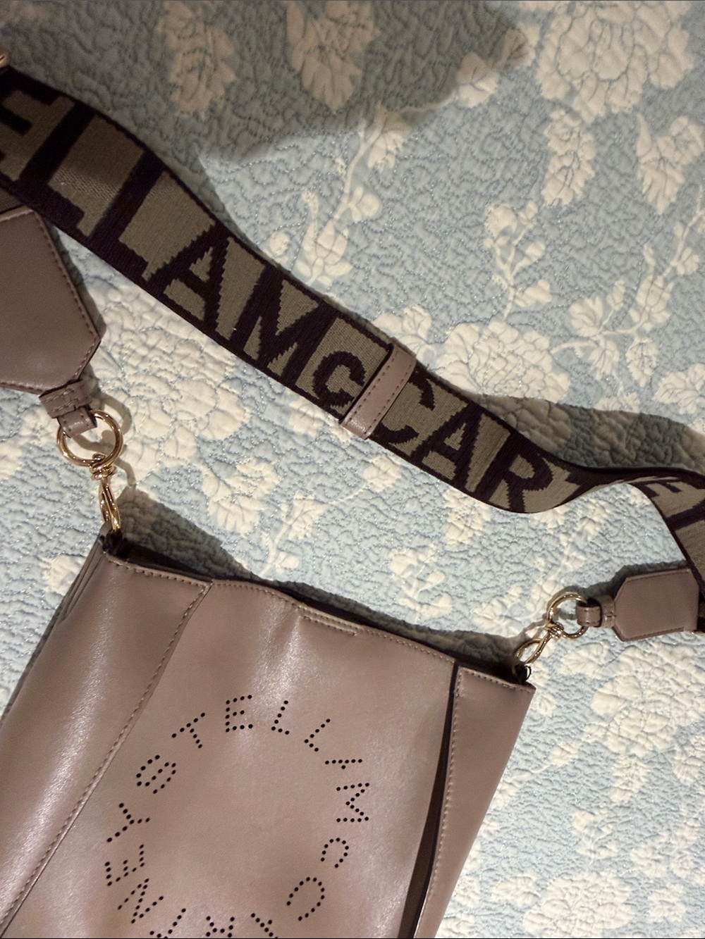 Stella McCartney Mauve-Taupe Vegan Leather Crossbody with Logo Strap - Picture 3 of 4